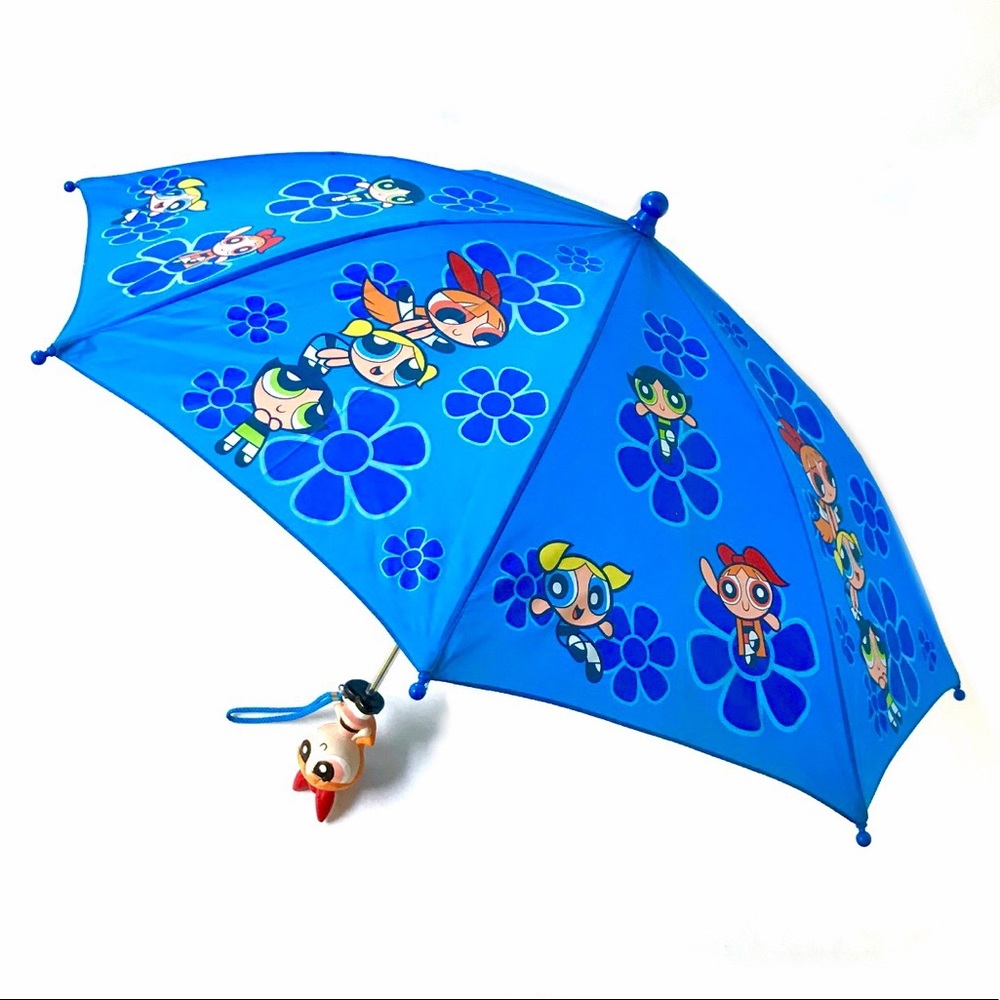 Y2K vintage Powerpuff Girls Cartoon Blossom Bubbles buttercup blue umbrella